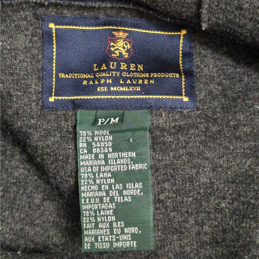 Ralph Lauren Navy Blue Wool Blend Toggle Hood Jacket Coat Long Sleeve Hoodie P/M - Picture 5 of 8